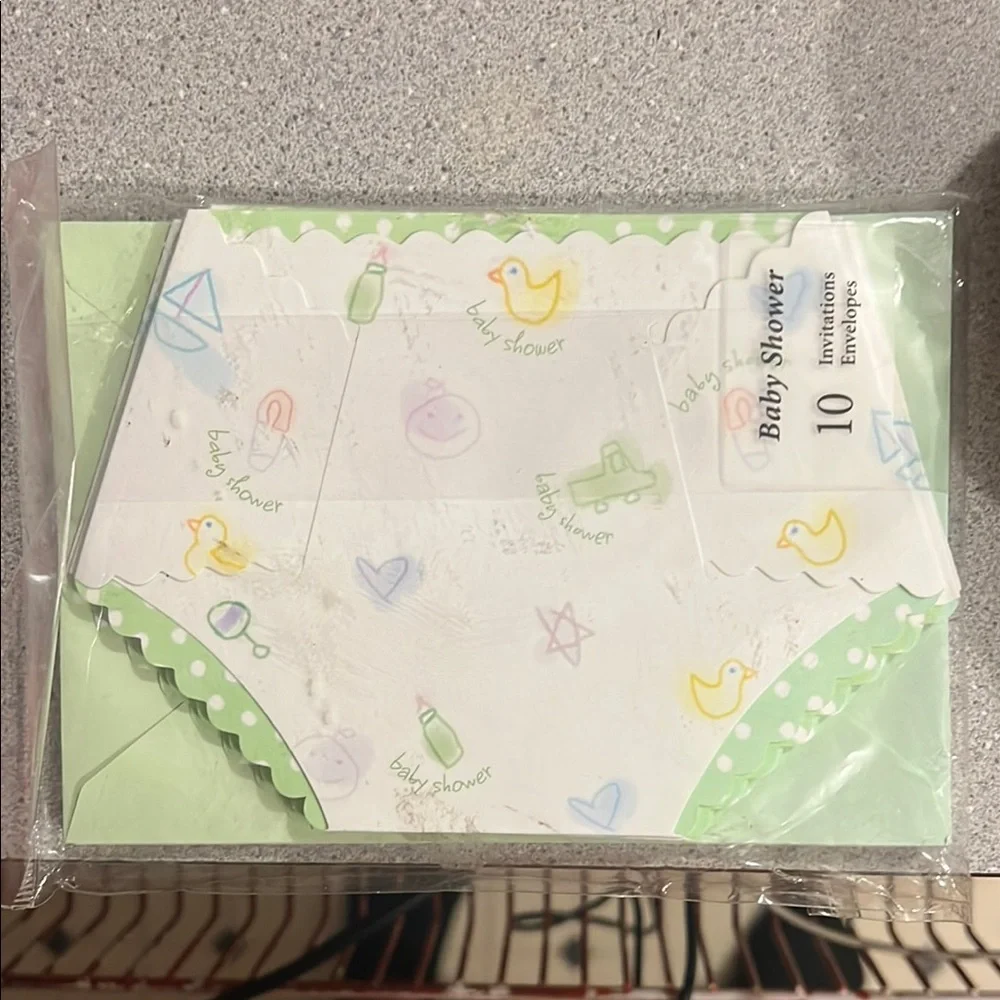 ☠️5/$20☠️HALLMARK | NWT 10 PK BABY SHOWER DIAPER DESIGN INVITATIONS